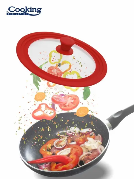 Capac sticlă HEINNER Cooking Ajustabil 28/30/32 cm Roșu - imagine 4