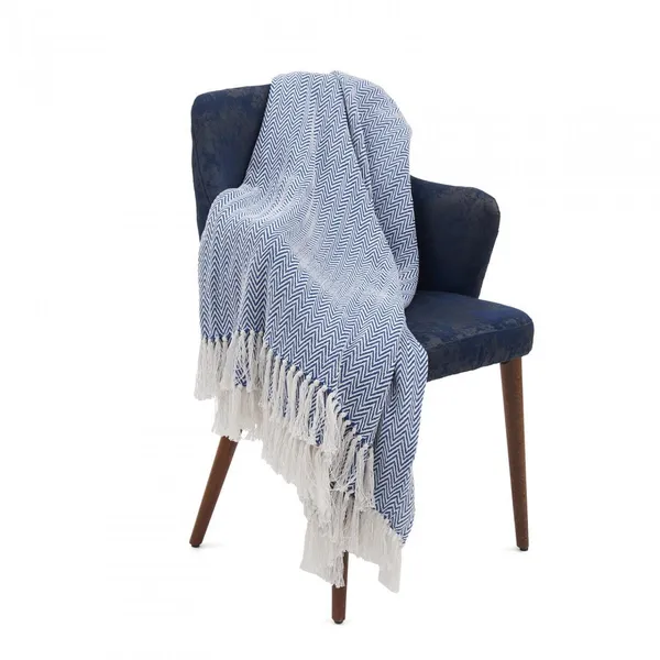 Pled Zig 160x200 cm cu Ciucuri 75% Bumbac - imagine 8