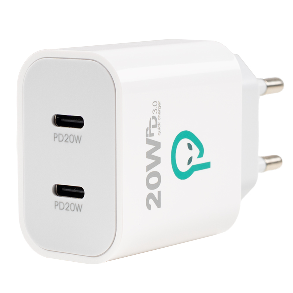 Încărcător rețea SPACER 2x USB Type-C PD 20W - imagine 2