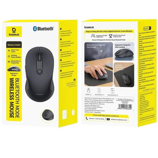 Mouse BASEUS F02 Wireless Bluetooth Optic Silent Click Negru - imagine 6