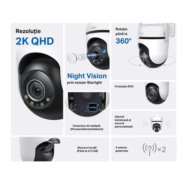 Camera IP Exterior TP-LINK Tapo C520WS 2K QHD 360° IP66 - imagine 4