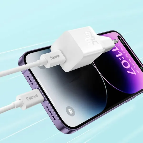Încărcător Rețea BASEUS Mini GaN5 30W USB-C Albastru CCGN070603 - imagine 4