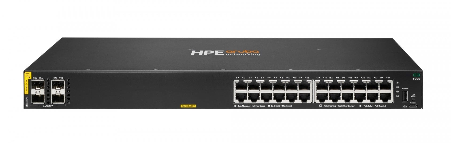 Switch ARUBA NETWORKS CX 6000 24 Porturi 10/100/1000 PoE Class 4 4x SFP 370W
