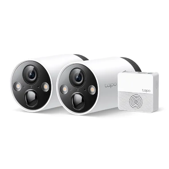 Set 2 Camere IP Exterior TP-Link Tapo C420S2, 2K 4MP, Wireless, Slot Card SD, Night Vision Color, Include Hub Tapo H200