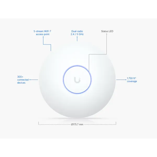 Access Point UBIQUITI U7 Long-Range WiFi 7 PoE Dual-Band Alb - imagine 7