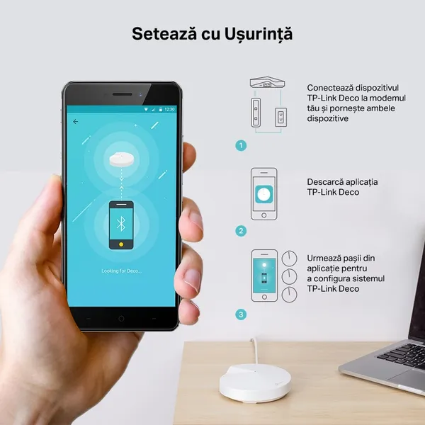 Sistem Mesh Wi-Fi TP-LINK Deco M5 AC1300, 2-Pack, Alb - imagine 7