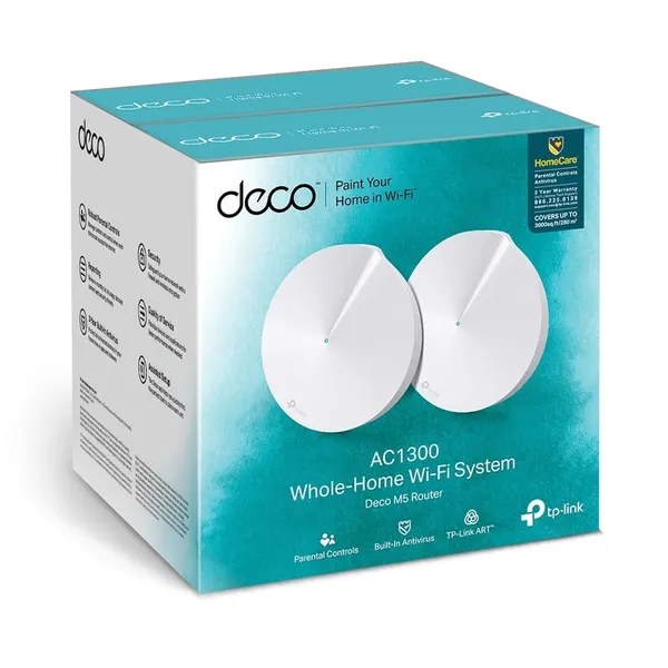 Sistem Mesh Wi-Fi TP-LINK Deco M5 AC1300, 2-Pack, Alb - imagine 9