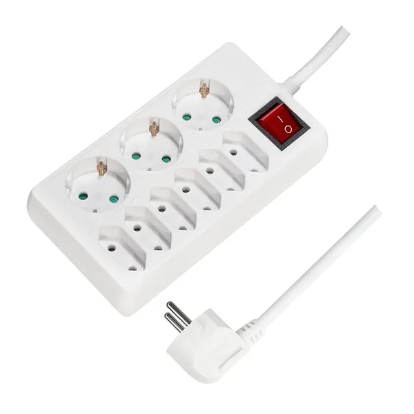 Prelungitor LOGILINK LPS201 3 Prize Schuko + 6 Euro Alb - imagine 1