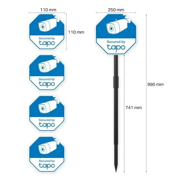 Set Semnalizare Securitate TP-LINK Tapo CA510, 1 Panou și 4 Autocolante - imagine 2