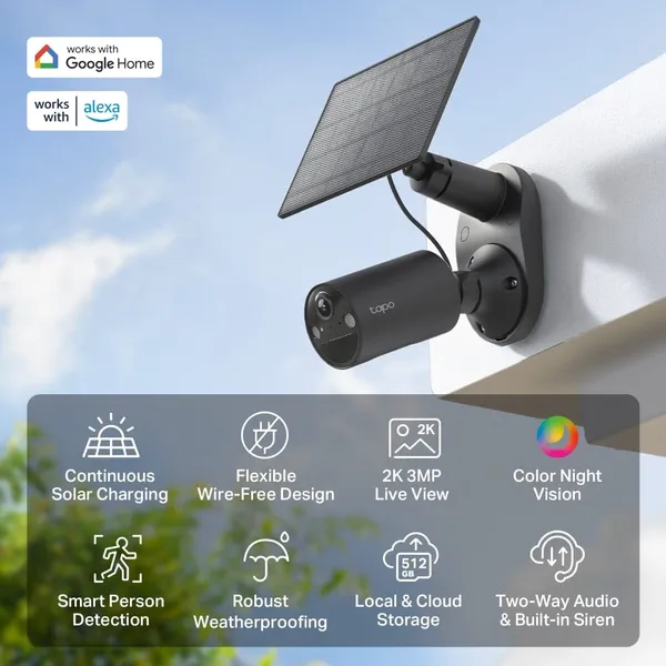Cameră de securitate TP-LINK Tapo C411 KIT, 2K, cu panou solar - imagine 3