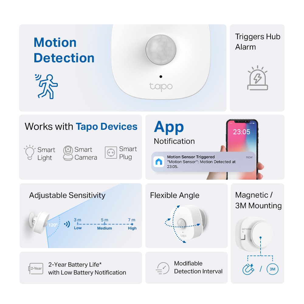 Senzor Smart de Miscare TP-LINK Tapo T100 WiFi Alb - imagine 3
