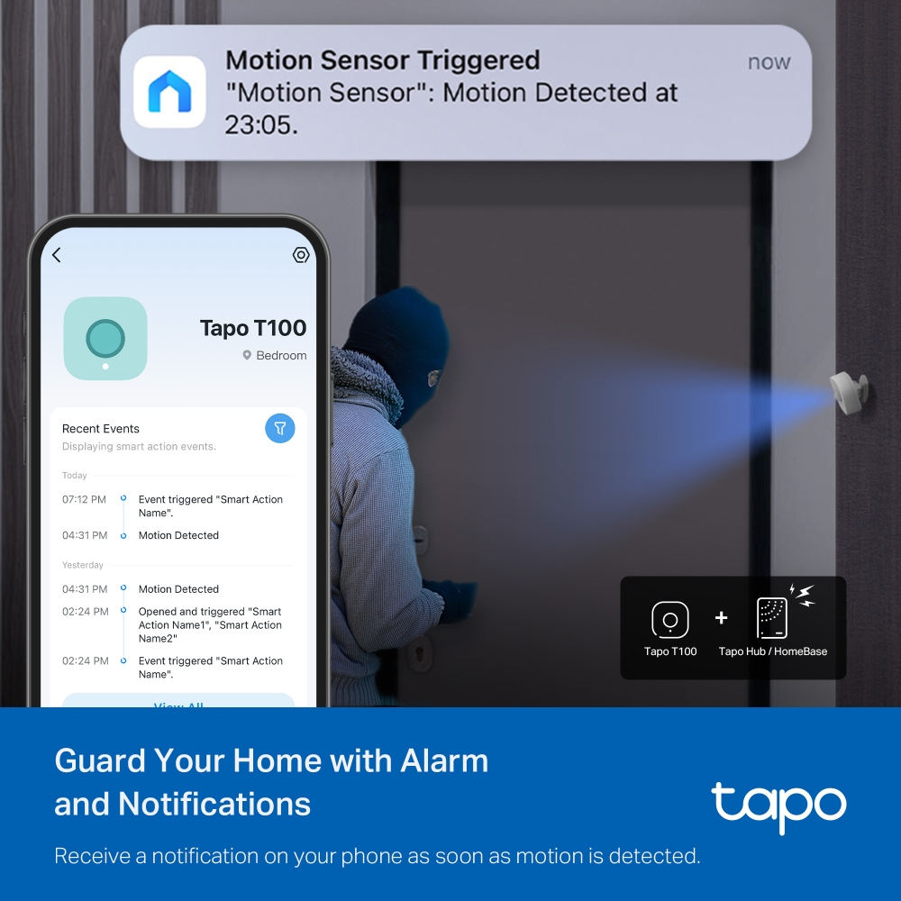 Senzor Smart de Miscare TP-LINK Tapo T100 WiFi Alb - imagine 6