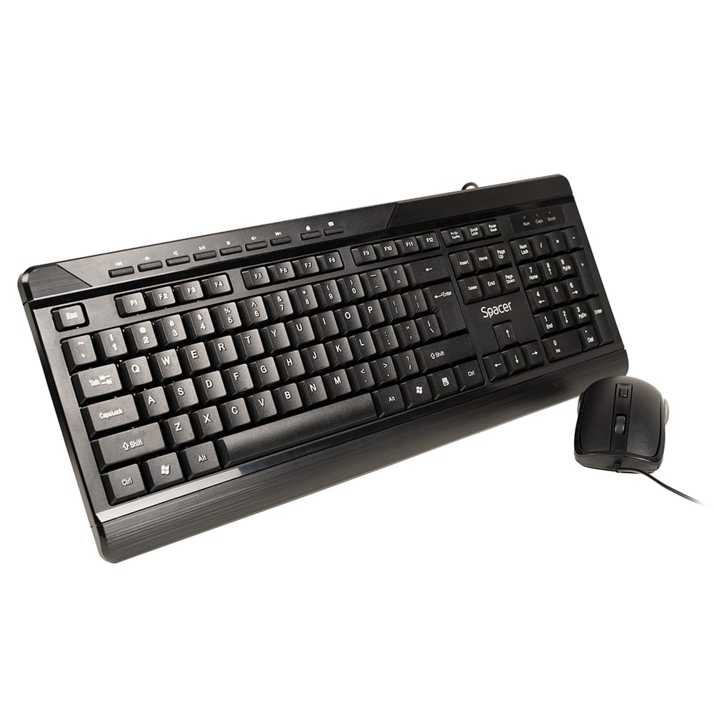 Kit Tastatură și Mouse SPACER Spaceer 104+9 taste 1600dpi Negru