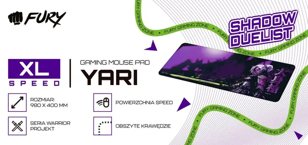 Mousepad Gaming FURY Yari Speed XL 980x400 mm Negru - imagine 4