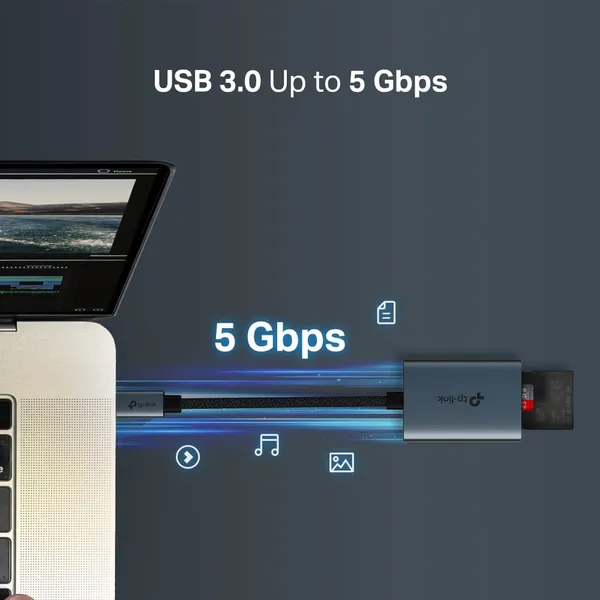 Adaptor Card Reader TP-LINK UA430C USB 3.0 SD/TF Gri - imagine 6
