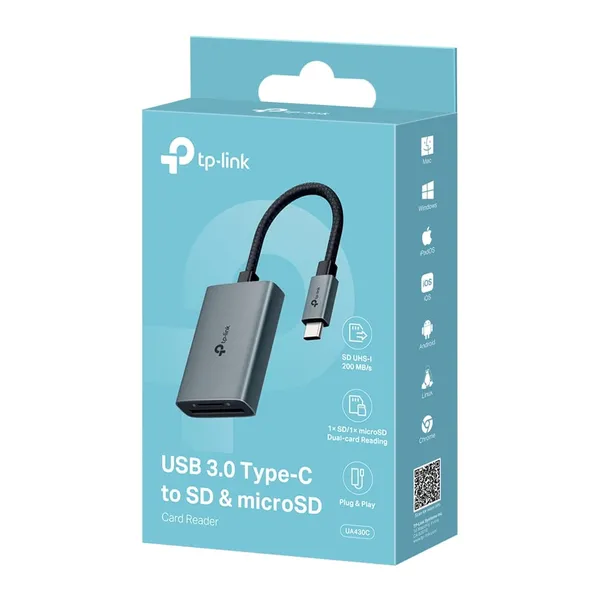Adaptor Card Reader TP-LINK UA430C USB 3.0 SD/TF Gri - imagine 9