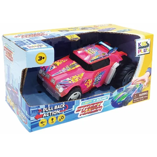 Mașinuță CEVODLE Pullback Racer Scară 1/24 Roz cu Lumini și Sunete - imagine 2