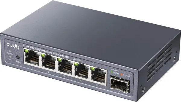Switch CUDY GS105ES1 Easy-Managed 5 Porturi Gigabit SFP Gri - imagine 2