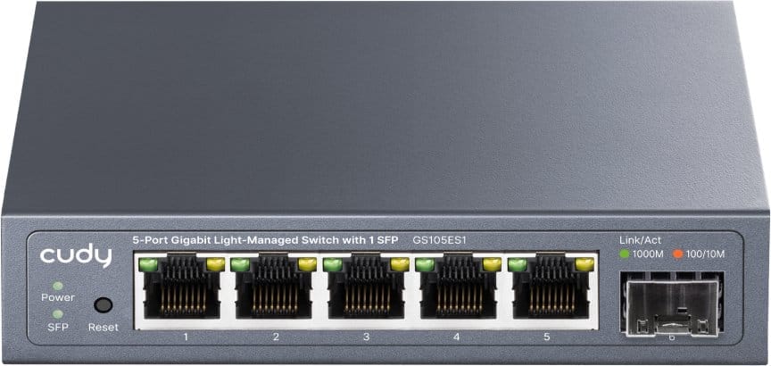 Switch CUDY GS105ES1 Easy-Managed 5 Porturi Gigabit SFP Gri