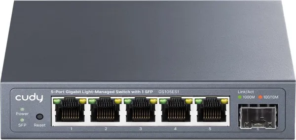 Switch CUDY GS105ES1 Easy-Managed 5 Porturi Gigabit SFP Gri