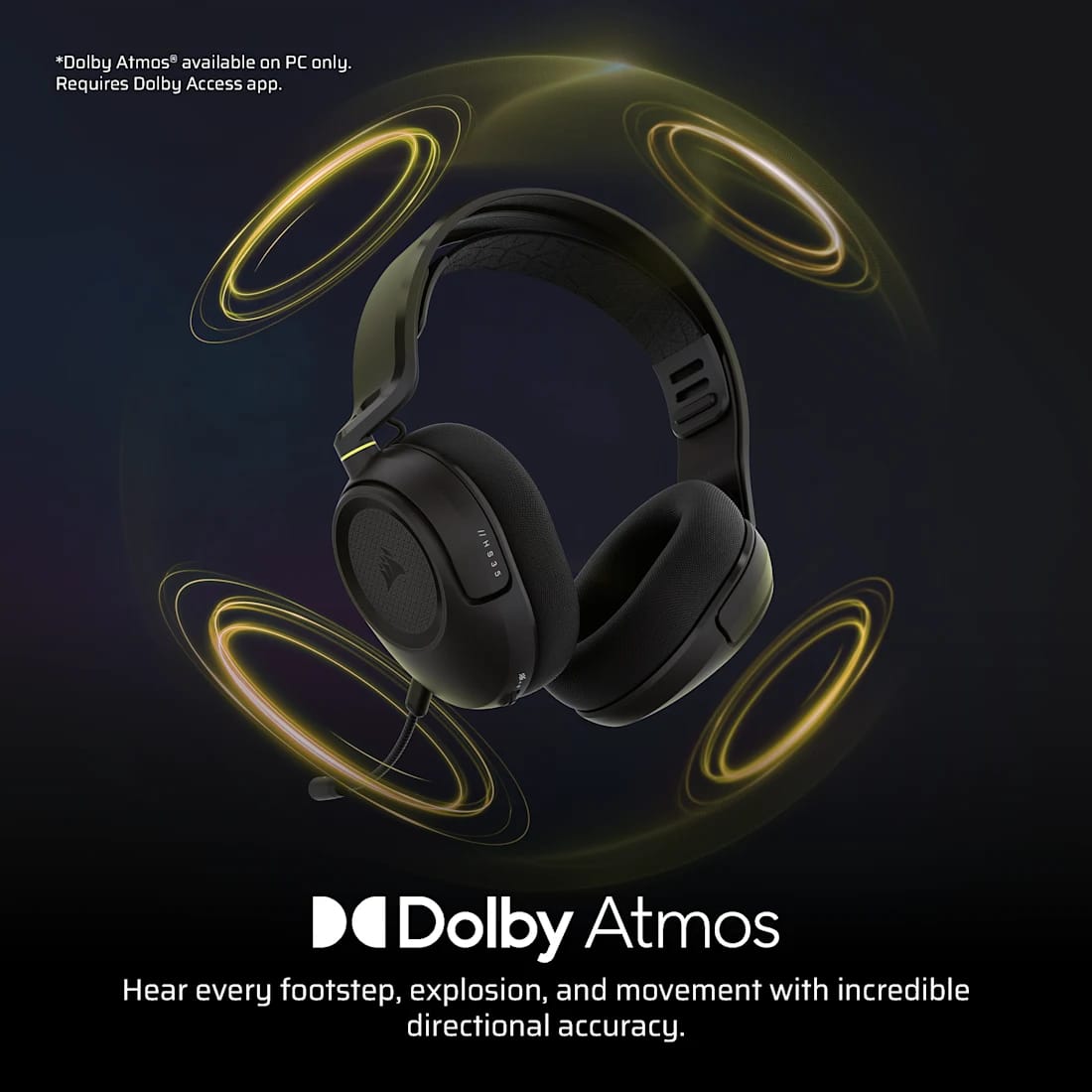 Casti Gaming Corsair HS35 v3 Wireless Carbon - imagine 3