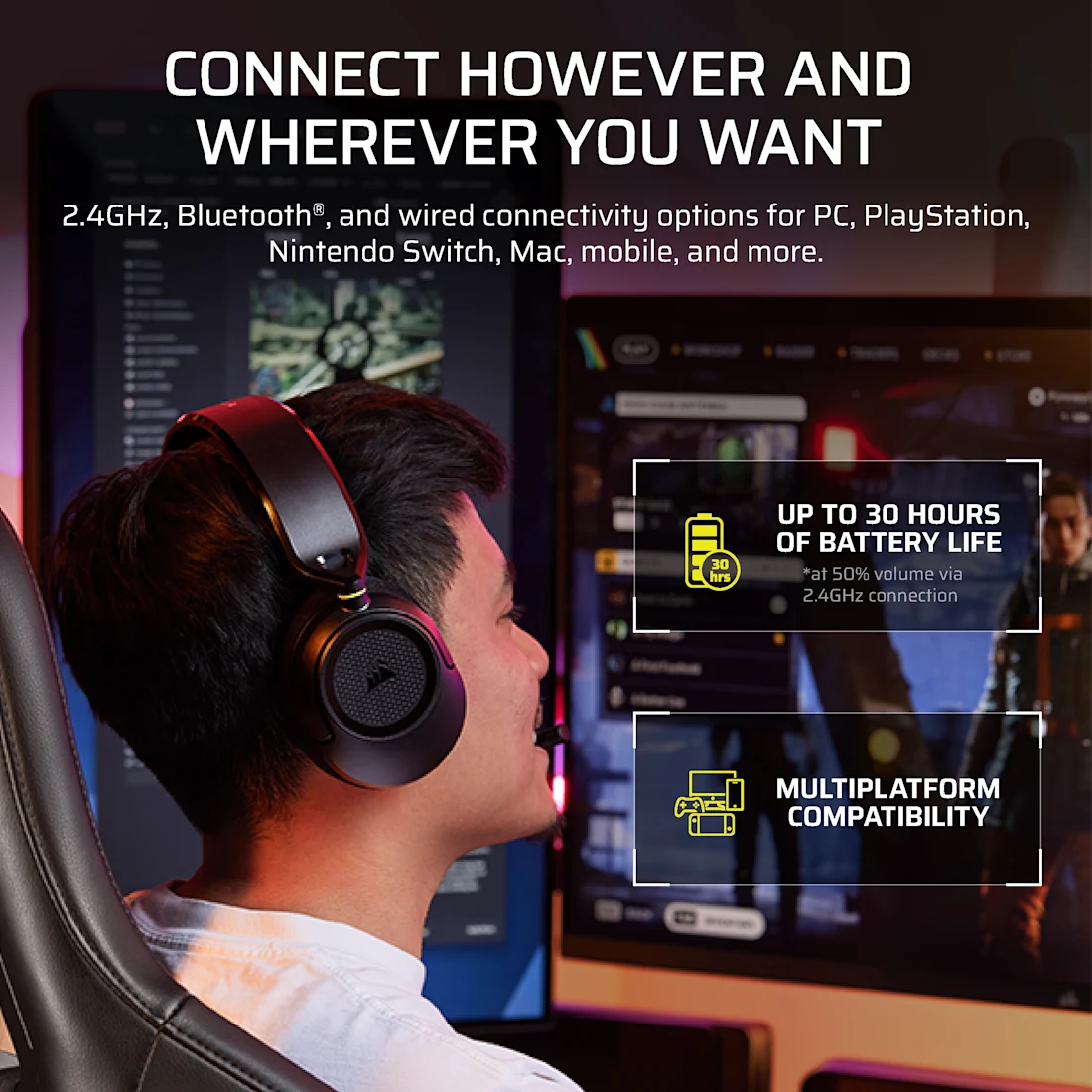 Casti Gaming Corsair HS35 v3 Wireless Carbon - imagine 4