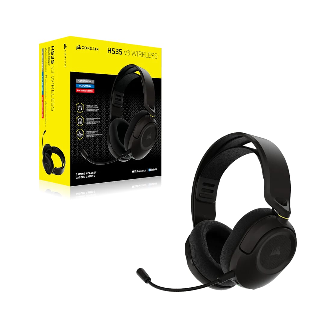 Casti Gaming Corsair HS35 v3 Wireless Carbon - imagine 9