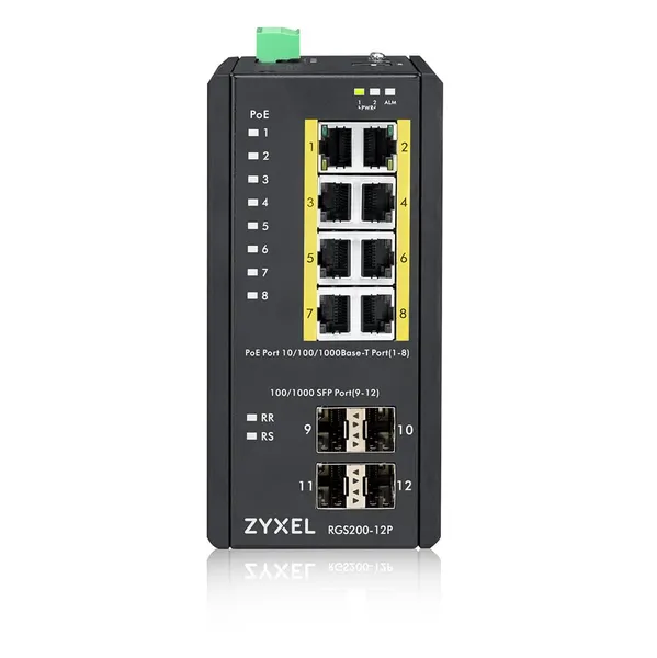 Switch Industrial ZYXEL RGS200-12P 12 Porturi Gigabit PoE+ - imagine 2