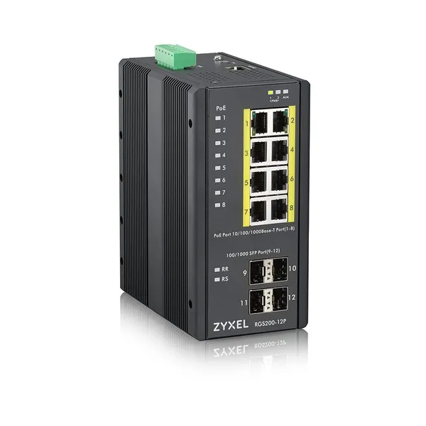 Switch Industrial ZYXEL RGS200-12P 12 Porturi Gigabit PoE+ - imagine 4