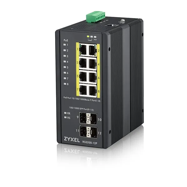 Switch Industrial ZYXEL RGS200-12P 12 Porturi Gigabit PoE+
