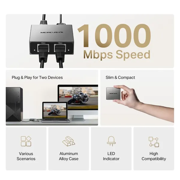 Splitter Ethernet MERCUSYS MEH25 Gigabit - imagine 4