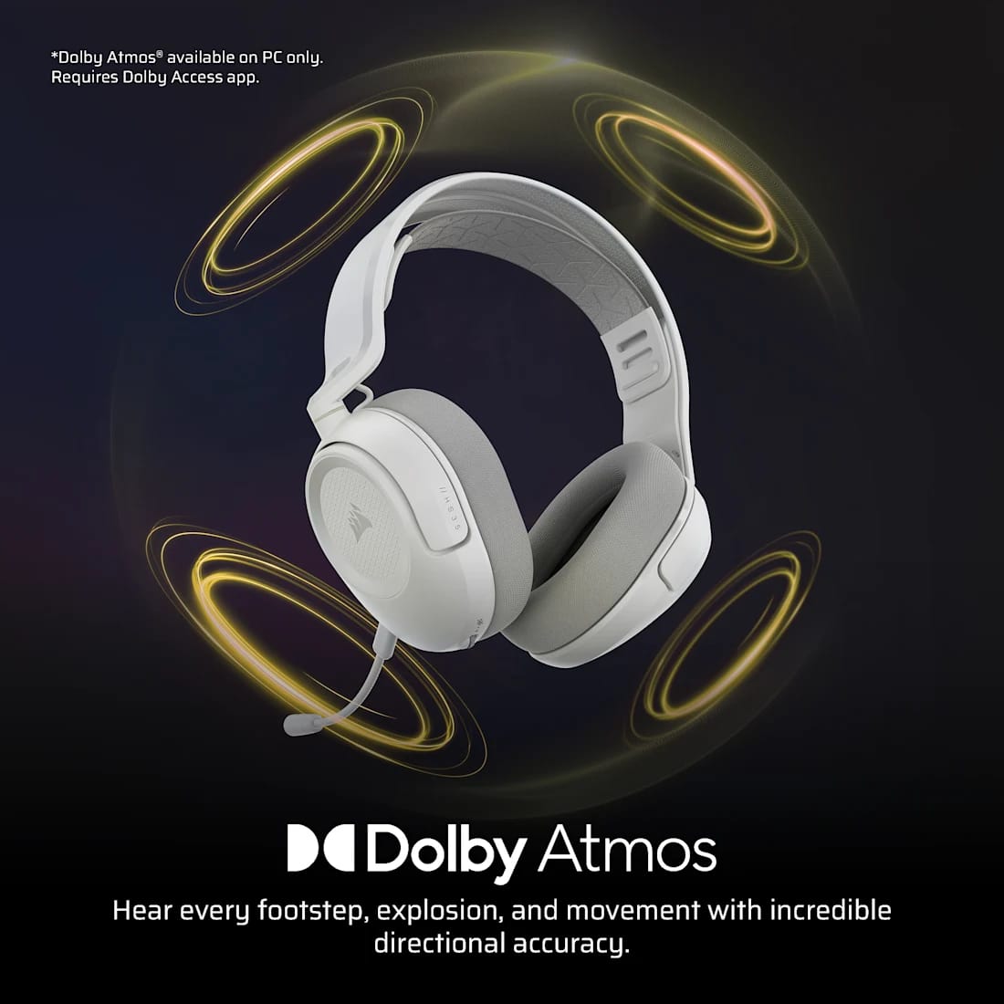 Casti Gaming CORSAIR HS35 V3 Wireless Alb CA-9011411-WW - imagine 3
