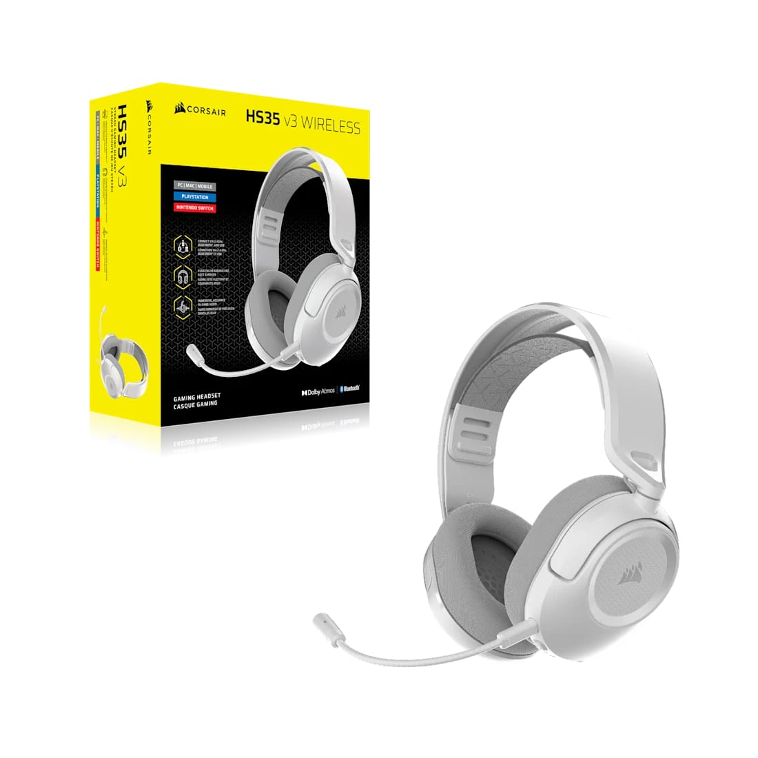 Casti Gaming CORSAIR HS35 V3 Wireless Alb CA-9011411-WW - imagine 7