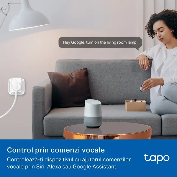 Priză inteligentă TP-LINK Tapo P100M Matter WiFi Alb - imagine 6