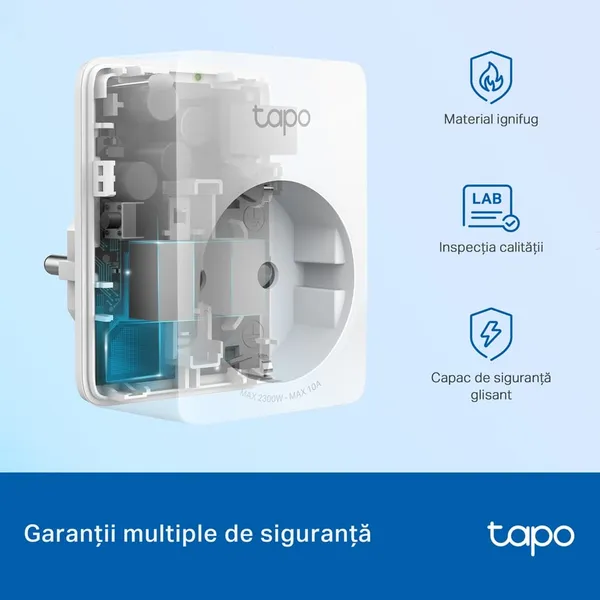 Priză inteligentă TP-LINK Tapo P100M Matter WiFi Alb - imagine 8