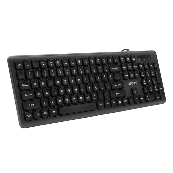 Tastatură SPACER Low Profile USB 104 Taste Silențioasă Negru - imagine 1