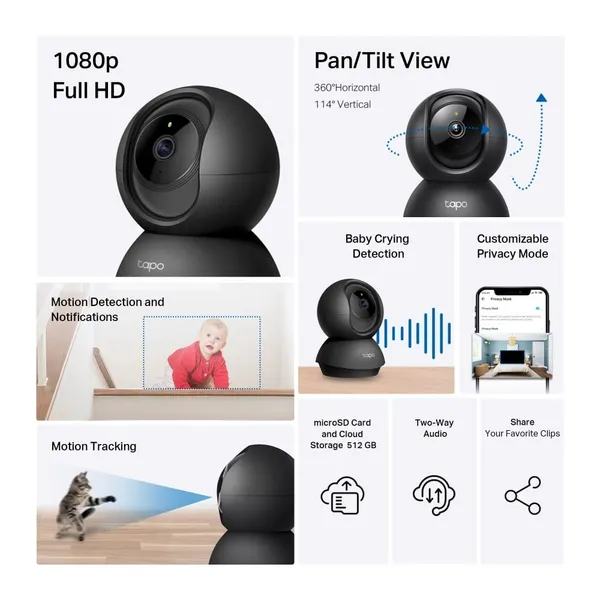 Cameră de supraveghere TP-LINK TAPO C201 1080p Pan/Tilt 360° - imagine 2