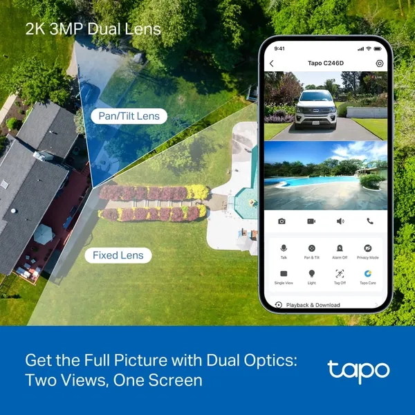 Cameră de Supraveghere TP-LINK Tapo C246D Obiectiv Dual Pan/Tilt Interior/Exterior - imagine 4