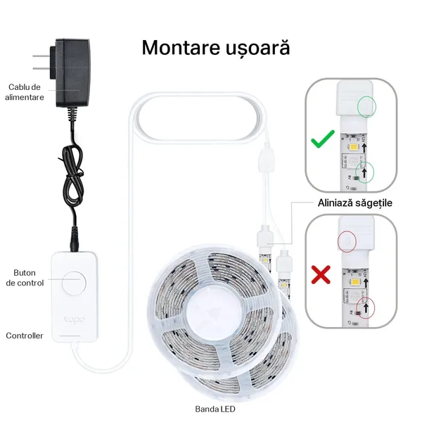 Set 2 Benzi LED TP-LINK Tapo L930-10 Wi-Fi Smart Multicolor cu Zone de Culoare - imagine 7