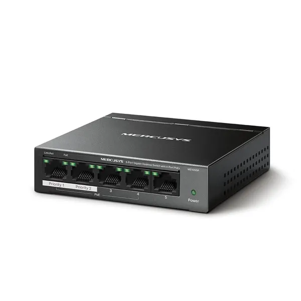 Switch Desktop Gigabit MERCUSYS MS105GP 5 Porturi (4 PoE) - imagine 3