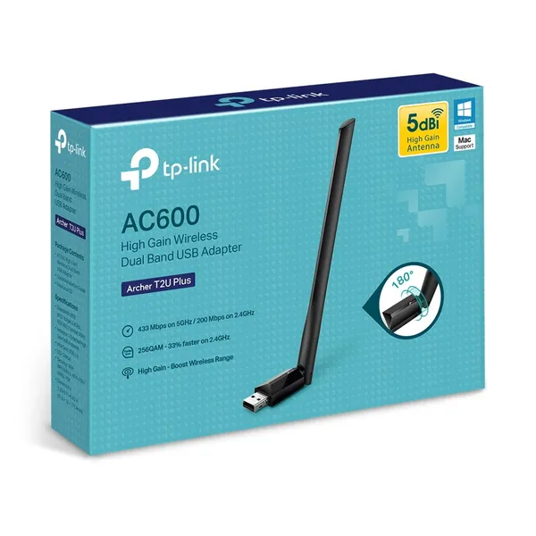 Adapter Wireless USB TP-LINK Archer T2U PLUS AC600 Dual Band - imagine 7