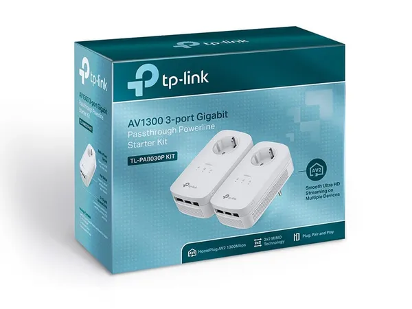 Kit Adaptor Powerline TP-LINK TL-PA8030PKIT AV1300 3 Porturi Gigabit - imagine 3