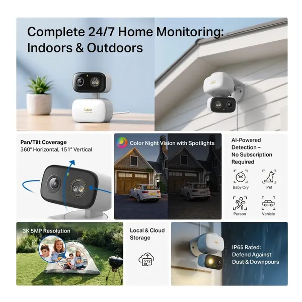 Cameră de supraveghere TP-LINK TAPO C236 5MP Pan/Tilt WiFi - imagine 4
