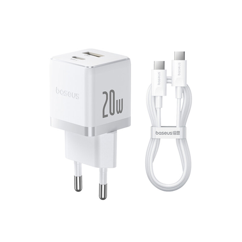 Încărcător Rețea BASEUS Palm Quick Charge 20W USB-C USB Alb