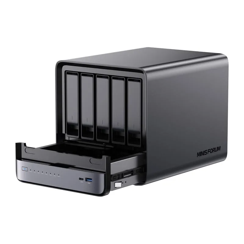 Mini PC MINIS FORUM NAS N5 Pro AMD Ryzen AI 9 HX Pro 370 32GB 128GB - imagine 4