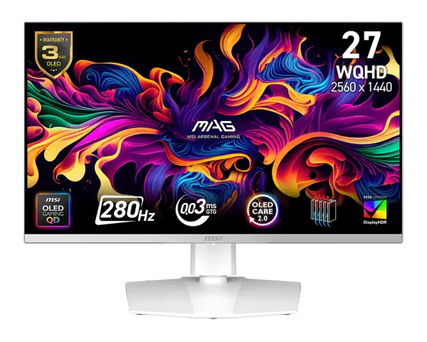 Monitor Gaming MSI MAG 272QPW QD-OLED X28 26.5 inch QHD 280Hz Alb
