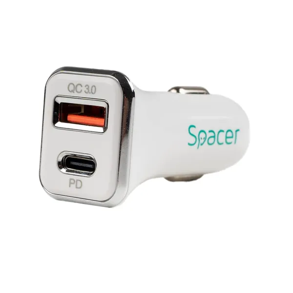 Încărcător Auto SPACER 38W Quick Charge Power Delivery Alb SPCC-DUOQ-04 - imagine 2