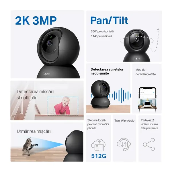 Cameră de Supraveghere TP-LINK Tapo C211 Wi-Fi 2K Pan/Tilt - imagine 2